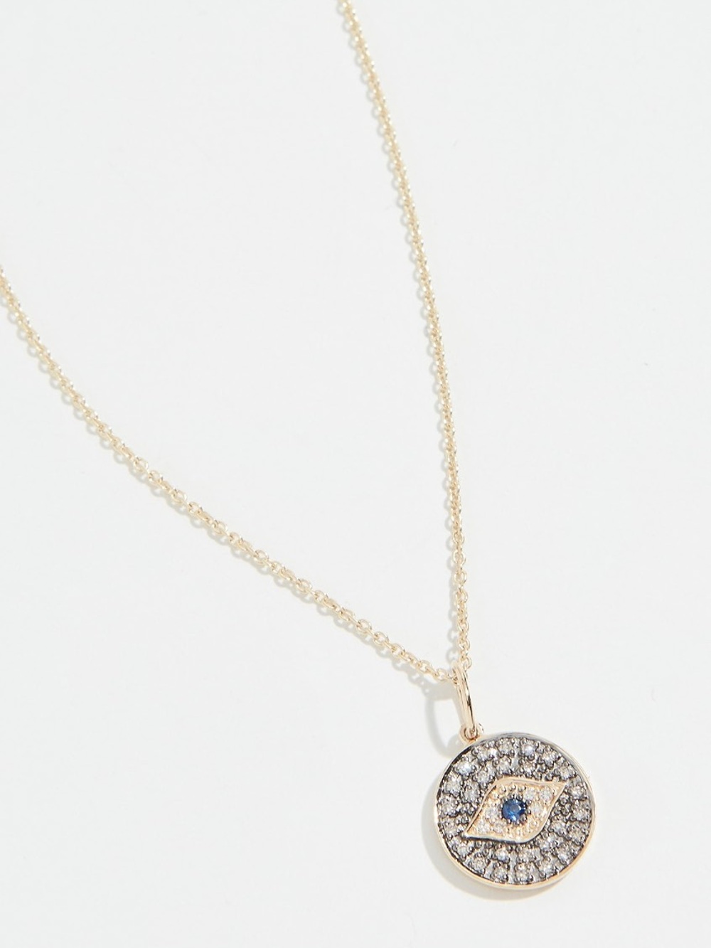 Sydney Evan 14k Gold Small Eye Disc Diamond Necklace